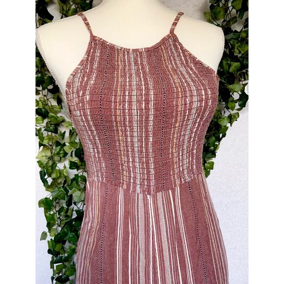 Angie Brown / Maroon With Multicolored Stripes 100% Cotton Boho Romper Sz Small - Picture 3 of 10